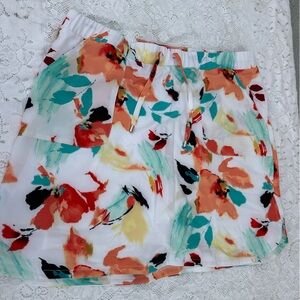 Chico's High Waist Floral Shorts - Red, Orange, Green